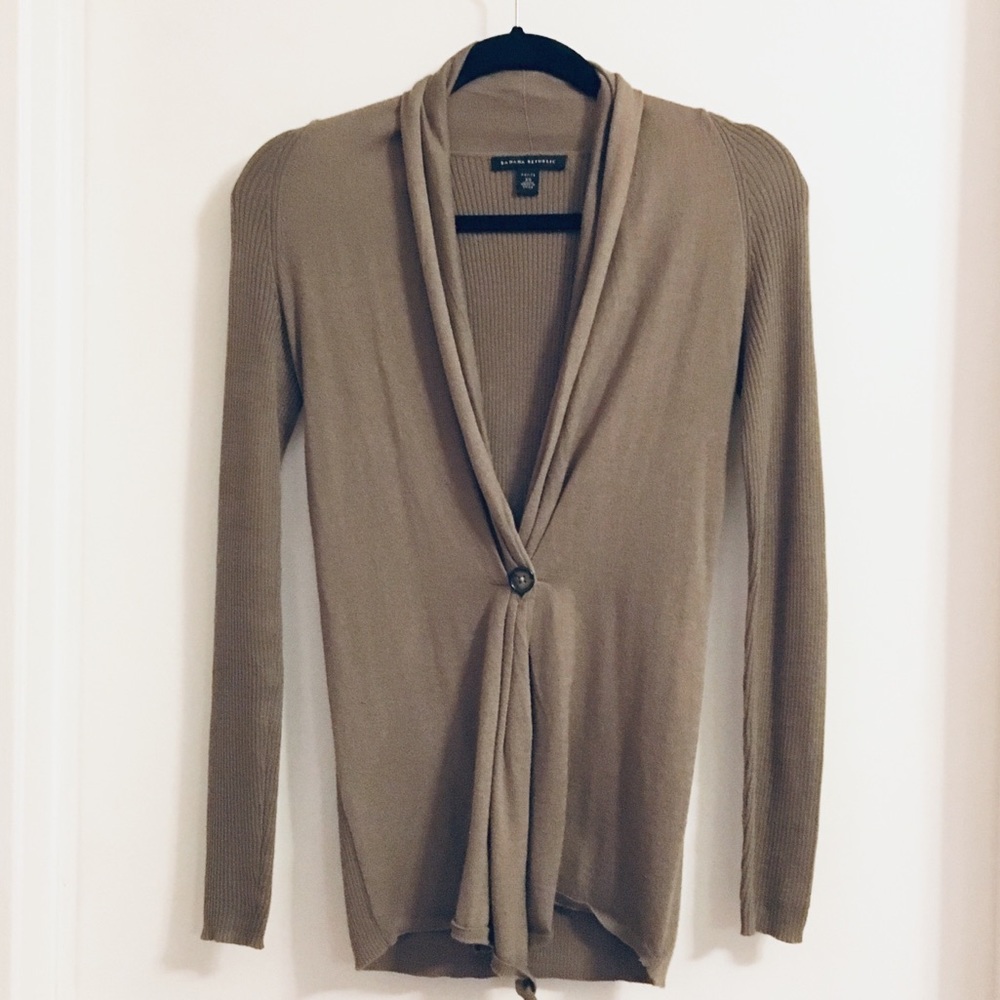 BANANA REPUBLIC SILK-BLEND KNIT CARDIGAN